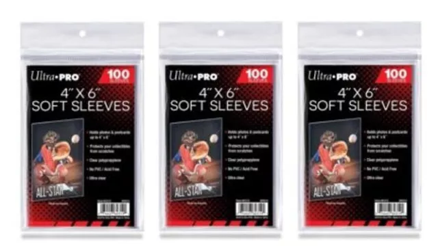 (300)=3 PACKS of 100 Ultra PRO 4X6 Inch Sleeves~PHOTOS, Sports Cards, POSTCARDS