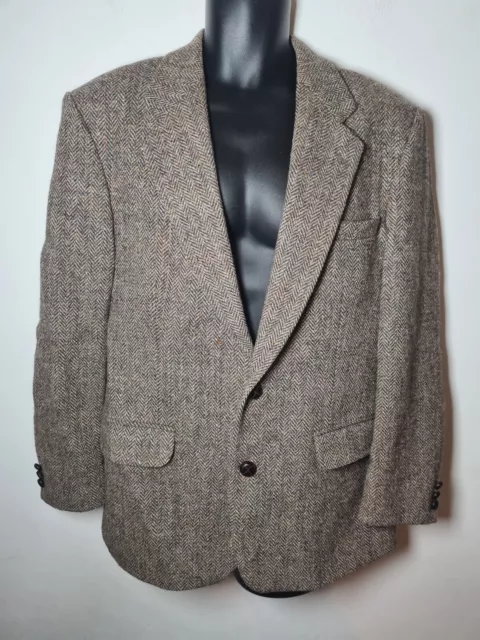 Harris Tweed Jacket Blazer Mens 40 Brown Pure Wool Vintage St Michael Made In UK