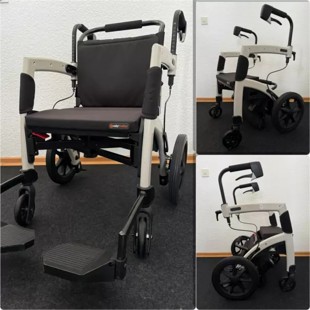 Rollz Motion 2-1 Pebble White Leichtgewicht Rollator Rollstuhl Gehhilfe Gehwagen