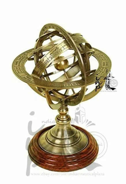 Tablette marine marine antique en laiton sphère armillaire astrolabe 12"