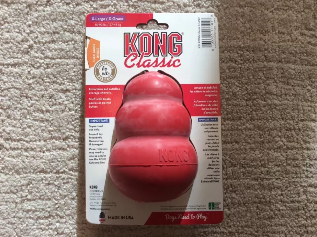 KONG CLASSIQUE ROUGE caoutchouc original Best Dog Chew Puppy Treat jouet d'extraction ~ XL 60-90 lb 2