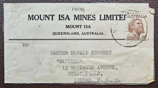 Label from Mount ISA Mines Limited, Queensland, Australia to Strathfield, Sydney