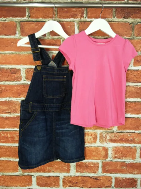 Girls Bundle Age 4-5 Years Gap Next Denim Dungare Dress T-Shirt Top Kids 110Cm