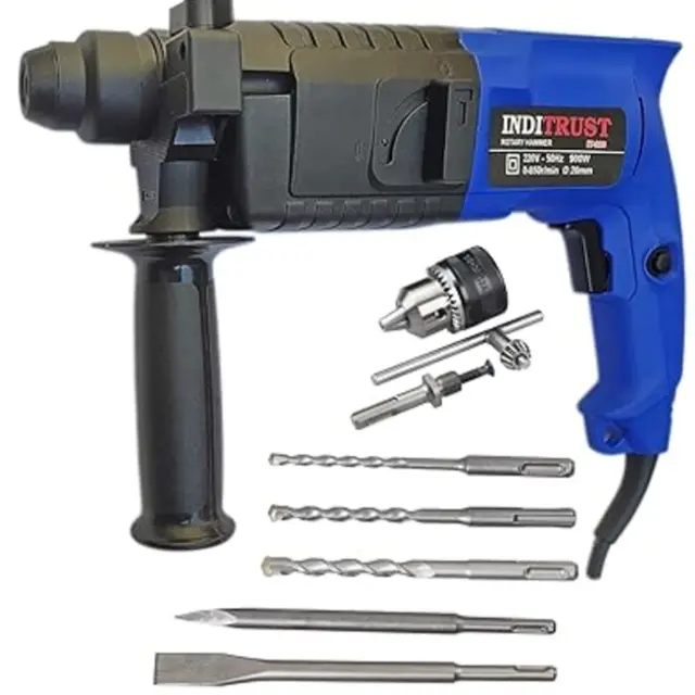 Rotary Hammer 900W 20mm Drill Machine 3pc Bit 2pc Chisel Set