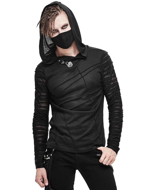 DEVIL FASHION MENS Dieselpunk Hooded Top Black Apocalyptic Gothic Punk Hoodie 36.99 PicClick UK