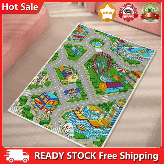 Kids Cartoon Carpet, Rectangular Crawl Carpet for Playroom, Bedrooms