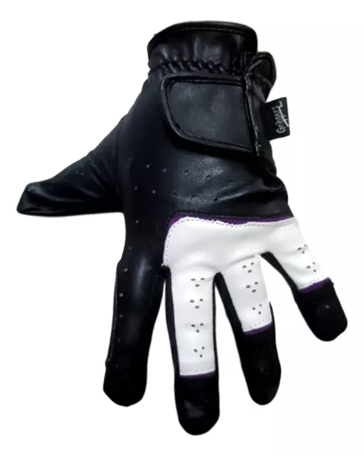 Black and White with Purple Lining Horse Riding Gloves -