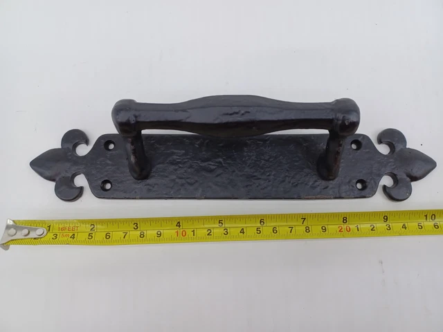 2 Cast Iron Handles Gate Pull Shed Door Barn Handle Drawer Pulls Durable Black 2