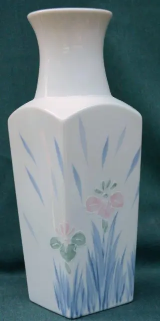 IRIS VASE - Pink Floral with Blue grass - NICE Pattern