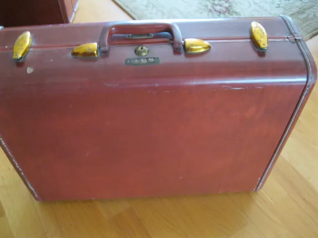 Vintage 1950's Shwayder Bros. Co. Samsonite Hardcase Suitcase/Luggage Brown