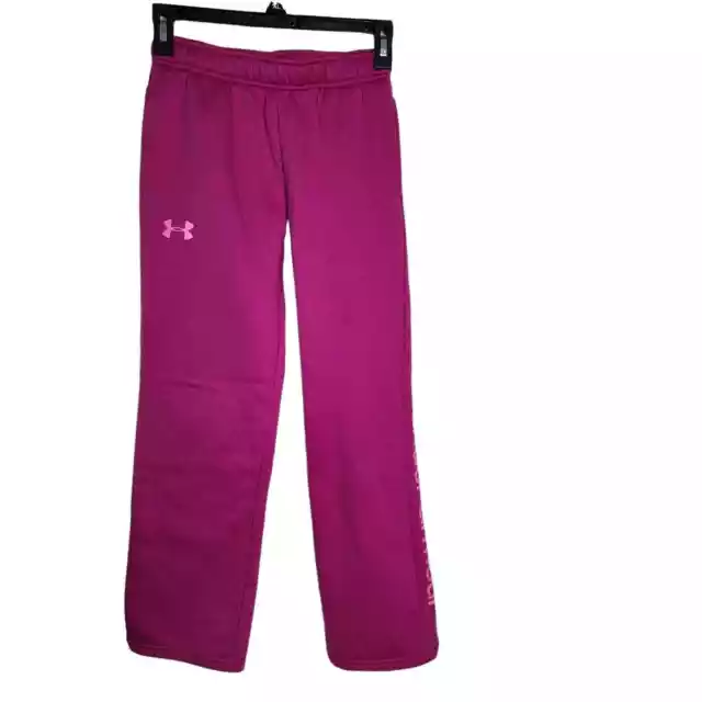 Under Armour Girls Sweatpants Size YSM Pink UA ColdGear Loose Fleece 1263468