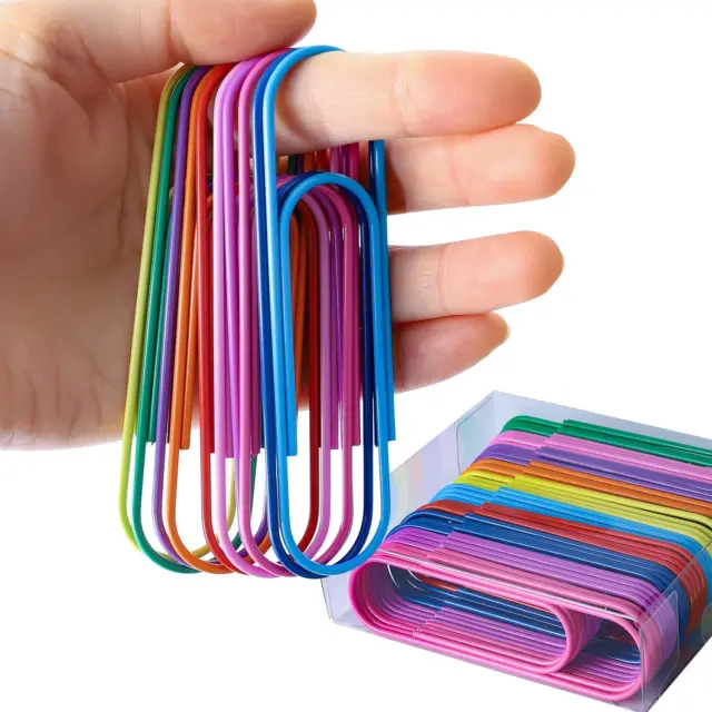 Jumbo Paper Clips, 40 Pcs 4 Inches Large Paper Clip Holder - Vinyl Coated Multic
