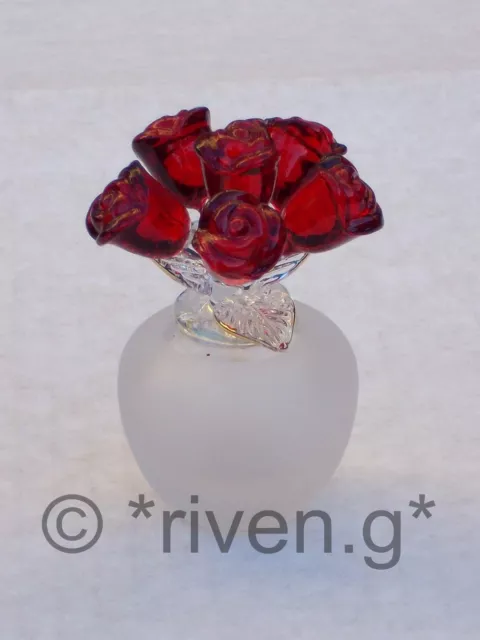 Red ROSES x 6@Frosted VASE@LOVING GIFT@22Ct Gold@VALENTINE BOUQUET@LOVE BUNCH