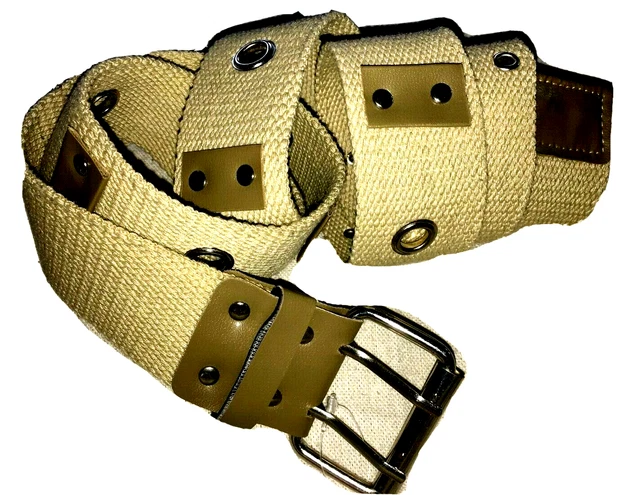 Canvas Khaki Belt with Grommets, M-L Men's