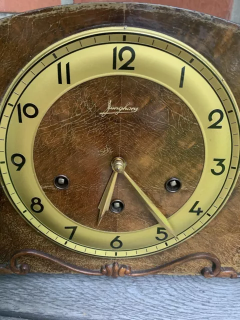 Alte Uhr Junghans Kaminuhr Tischuhr Buffetuhr Vintage mit Westminsterschlagwerk 3