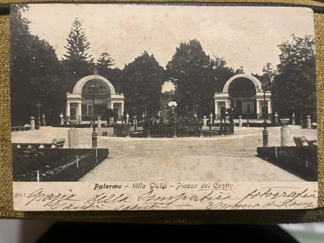 Cartolina Sicilia, Palermo. Villa Giulia - Piazza del Centro. 1905 Viaggiata