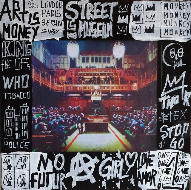 Tableau Pop Art Signé SPACO – Hommage à Daft Punk, Street Art Graffiti Français