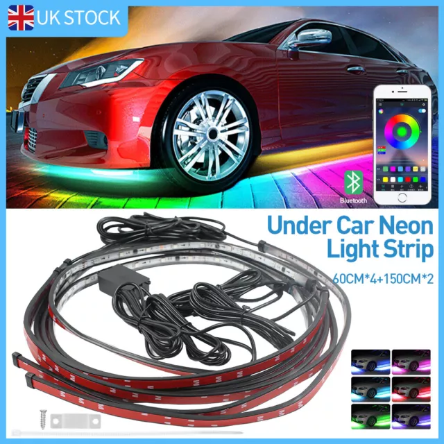 6x RGB LED Under Car Tube Strip Underglow body Neon Light Kit +Phone App Control