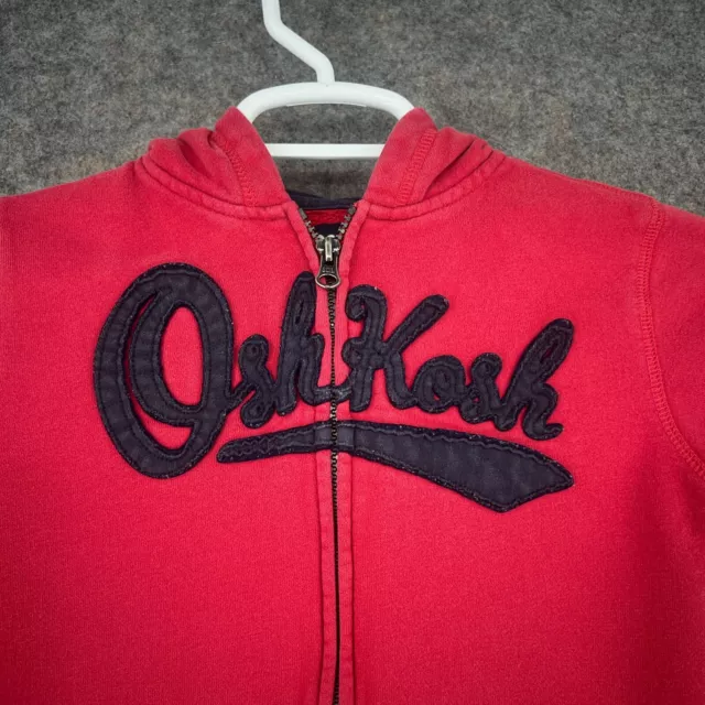 OSHKOSH B'Gosh Sweatshirt Boys Size 8 Red Full Zip Hoodie Embroidered 2