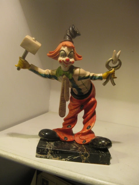 Vintage Charles Serouya Creepy Clown Dentist Figurine Tooth Pliers Marble Italy