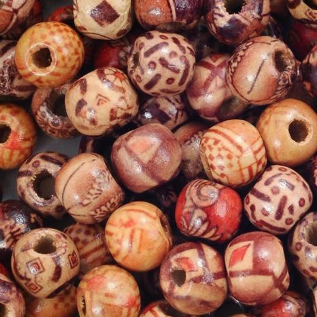 100 pièces/ensemble mixtes grand trou perles en bois bijoux artisanat kit à fa