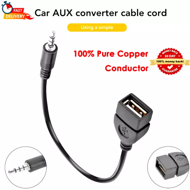 3.5mm AUX Audio Jack Plug Male to USB 2.0 Female OTG Converter Lead Adapter Car