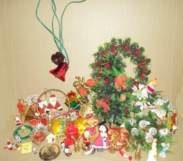 VTG Christmas Lot Ornaments and Retro Holiday Home Decor Mixed Plastic 1