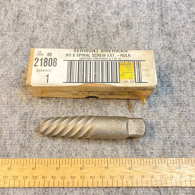 VERMONT AMERICAN SCREW Extractor Spiral Screw 8 13/16" 4 1/2" Long USA