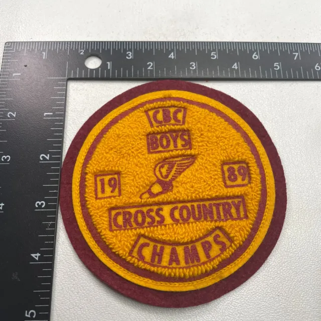 Vintage Chenille Letter Jacket Patch 1989 Cross Country Champs Boys CBC 261B