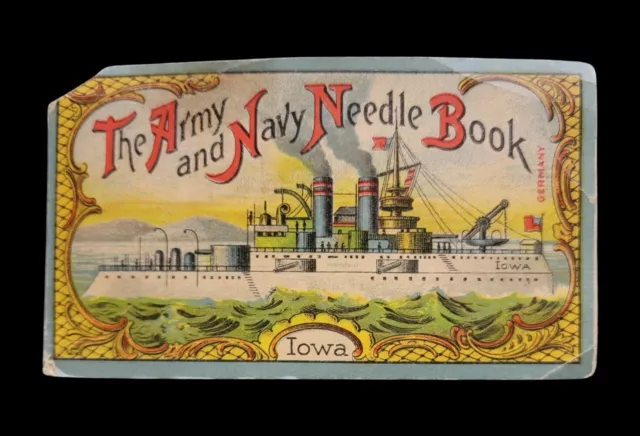 1920s Army & Navy Needle Book showing the USS Iowa and Eagle
