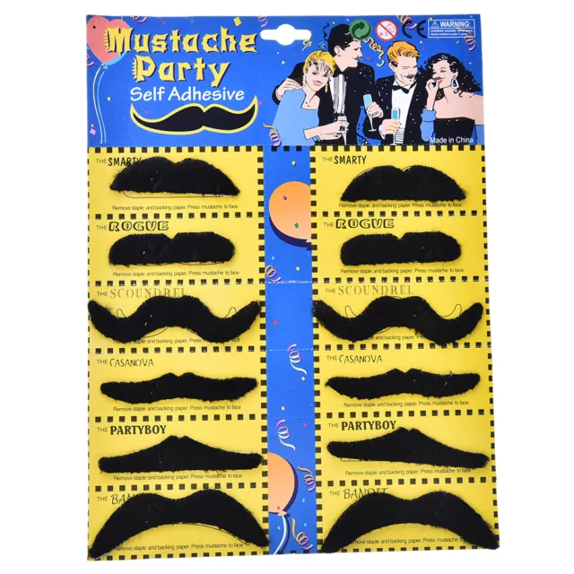 12pcs/set Costume Party Halloween Fake Mustache Funny Fake Beard  Whisker EL