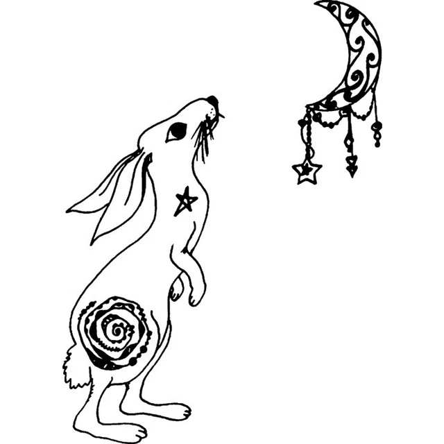 'Hare & Moon' Unmounted Rubber Stamp (RS034959)