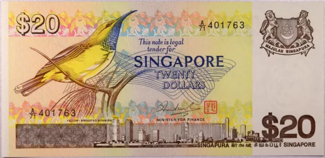 Singapore Banknote 20 Dollars Almost Uncirculated