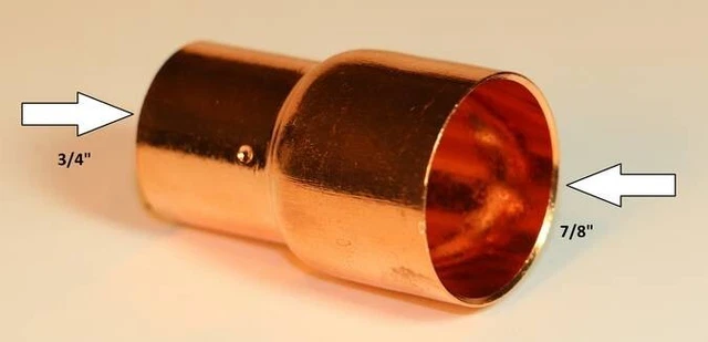 Copper Reducing Coupling For 7/8" to 3/4" O.D. Lines For Refrigeration, A/C