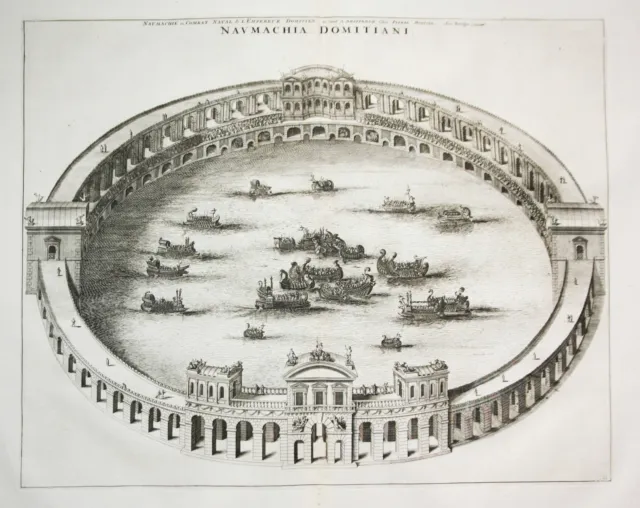 Roma Rome Rom Naumachia Domitiani veduta engraving incisione Mortier 1704