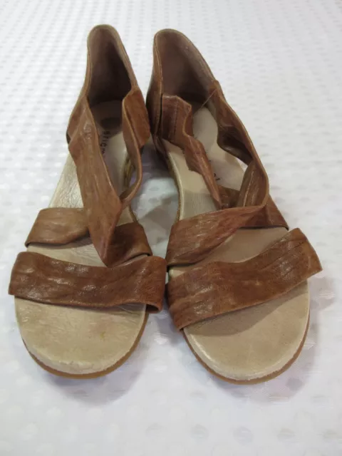 Eric Michael Brown Leather "Netty" Espadrille Sandals SZ 7.5 Very Clean