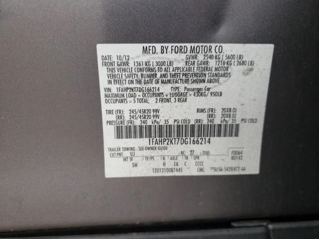 Passenger Right Fender Fits 10-19 TAURUS 8178314