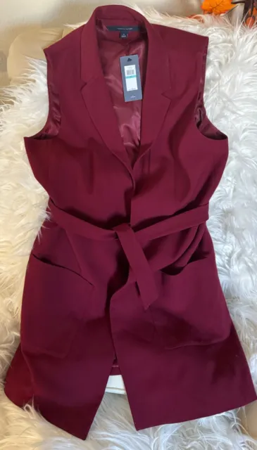 TOMMY HILFIGER NEW Women's Maroon Burgundy Belted Vest Jacket  Sz 16