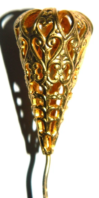 Épingle à Chapeau Vintage Début 1900 En Métal Doré/argenté - Bijou Ancien D'occasion