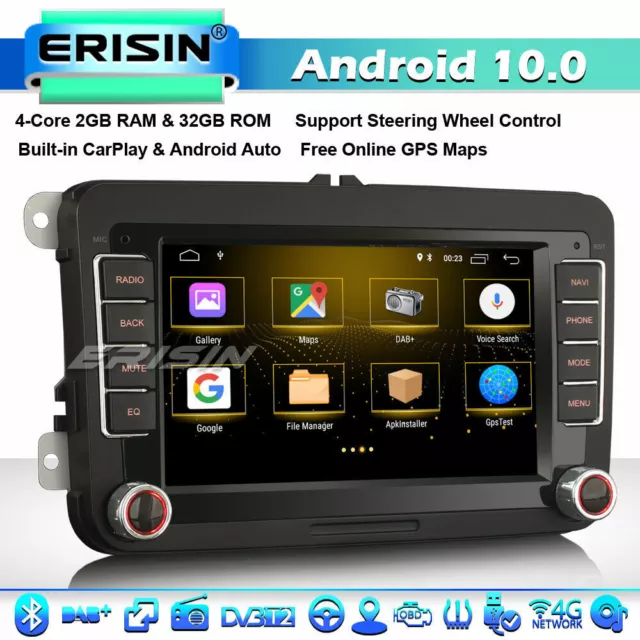 Android 10 Autoradio For VW Golf Passat Skoda Tiguan Touran DAB+ BT DSP TNT OBD2