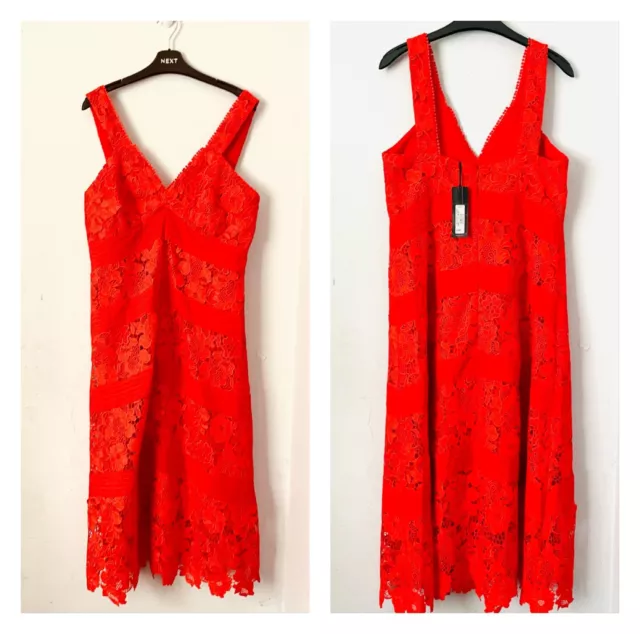 DEBENHAMS DEBUT Red Lace Midi Dress Size 12 Wedding Party Holiday 59.99 PicClick UK
