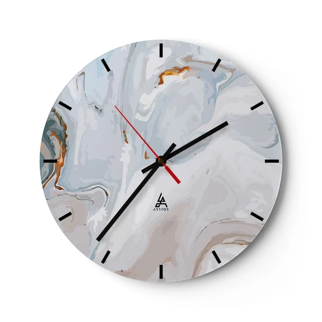 ARTTOR Horloge Murale Design Moderne Verre 30x30cm - Pendule Silencieuse Cuisine Salon Chambre - Décoration Murale Originale