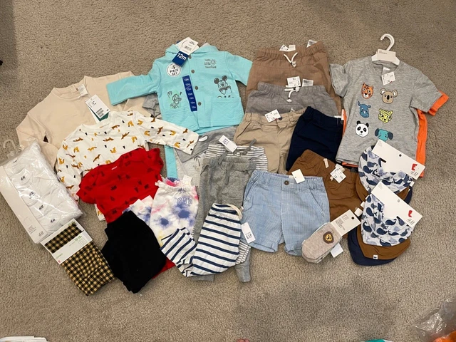 42 pc Baby Boy Carters H&M Summer Clothes Bodysuit t shirt Top Pants Set Lot 12m