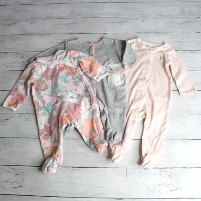 Carter's Baby Girl Footie Pajama Sleeper Size 3 Months Cotton Lot