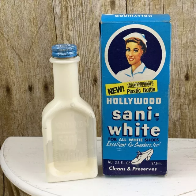 VINTAGE HOLLYWOOD SANI-WHITE SHOE POLISH BOX GREAT GRAPHICS Advertising
