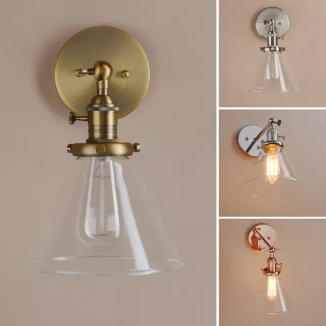 7.3"Funnel Clear Glass Retro Industrial Wall Lamp Sconce Loft Up Down Wall Light