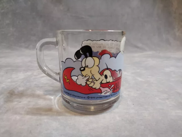 Vintage 1978 McDonalds Garfield Cat Advertising Glass Mugs Coffee Cup Anchor USA