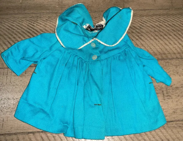 Vintage Tiny Chatty Baby  Tagged  Blue Dress Coat Mattel