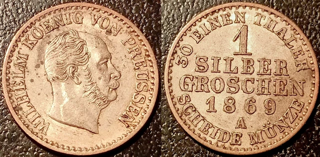 Germania - Prussia - Wilhelm I - 1 Groschen 1869 A, Berlino! Km #485