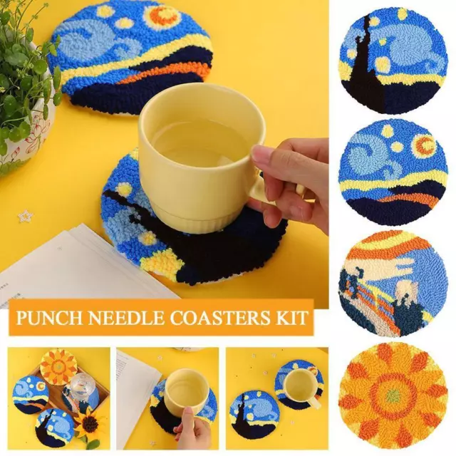 DIY Craft Punch Needle Coaster Kit Embroidery Coasters J3J4